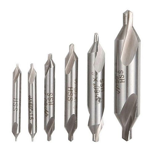 6 PCS HSS Combiné Centre Forets Ensemble Fraisage 60 Degrés Angle 5/3/2.5/2/1.5/1 mm