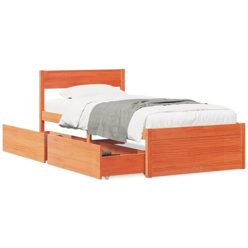 vidaXL Cadre de lit sans matelas cire marron 90x190 cm bois pin massif