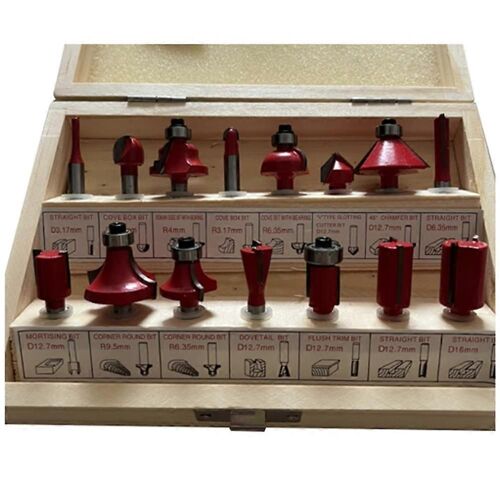 Jeu de forets de fraise en carbure,RTB7501, Machine à graver Fraise de coupe en bakélite,Ensemble de 15 pièces