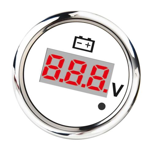 Voltmètre Étanche À Affichage 2 Pouces (52mm) | Pour Voiture Moto Camion Bateau Marine, Cadran Blanc