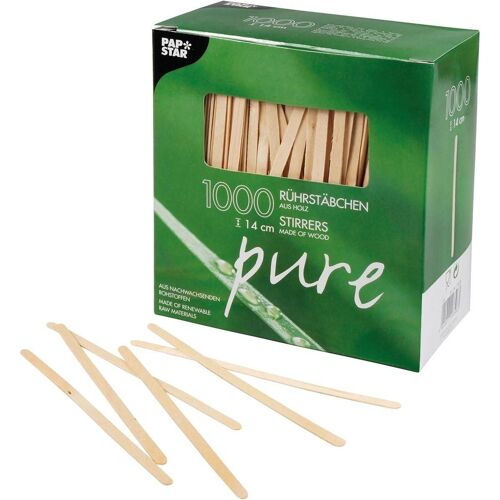 Papstar Boîte De 1000 Touillette Agitateur "Pure" En Bois Longueur: 140 Mm