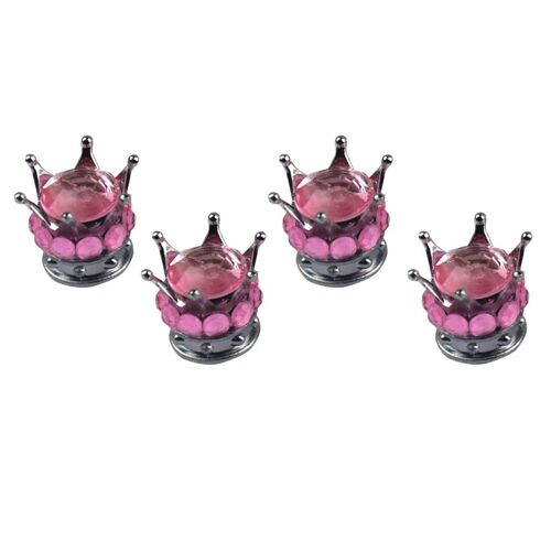 4 Bouchons De Tige De Valve De Paquet, Chapeaux Universels Faits Main De Valve De Pneu De Voiture De Couronne Chrome, Accessoires Attrayants De Voiture De Bling Antipoussière