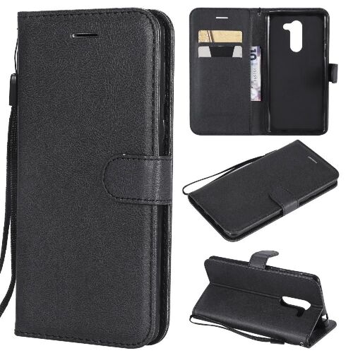 Flip Étui Pour Honor 6x Étui De Téléphone Portefeuille D'affaires Couleur Solide Classique Avec Fente Pour Carte Cuir De Haute Qualité - Noir