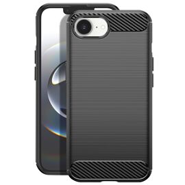 Coque pour iPhone 16e Silicone Design Carbone Brossé Noir