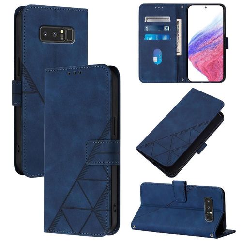Étui Pour Samsung Galaxy Note 8 Livre De Protection Flip Folio Titulaire De La Carte De Crédit Cuir Pu Portefeuille Couverture - Bleu