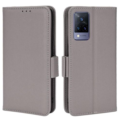 Étui Pour Vivo V21 4g/5g Boucle Latérale Cuir Pu Portefeuille Magnétique Titulaire De Fentes Pour Cartes - Gris