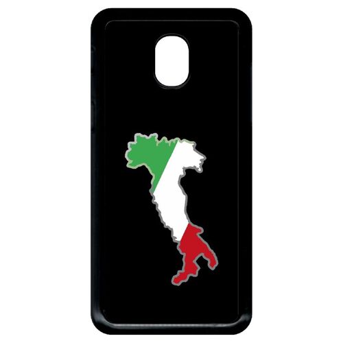 Coque Pour Smartphone - Botte Italie Fond Noir - Compatible Avec Samsung Galaxy J3 (2018) - Plastique - Bord Noir