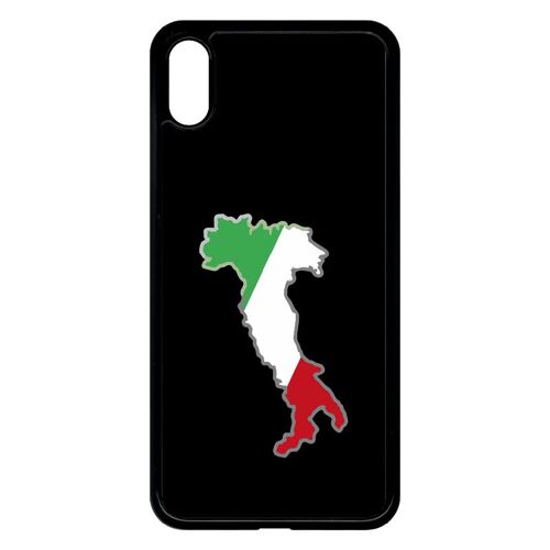 Coque Pour Smartphone - Botte Italie Fond Noir - Compatible Avec Apple Iphone Xs Max - Plastique - Bord Noir
