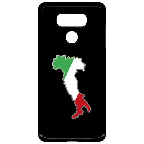 Coque Pour Smartphone - Botte Italie Fond Noir - Compatible Avec Lg G6 - Plastique - Bord Noir