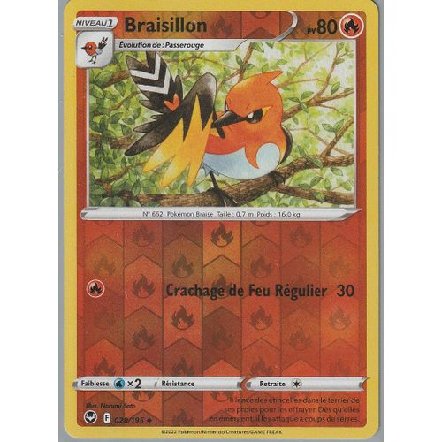Carte Pokemon - Braisillon - 028/195 - Reverse - Eb12 Tempete Argentee -