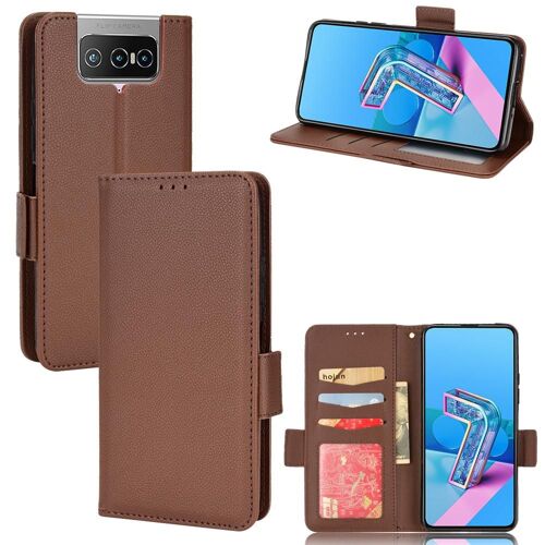 Étui Pour Asus Rog Téléphone 7 Pro Magnétique Cuir Pu Boucle Latérale Portefeuille Titulaire De Fentes Pour Cartes - Le Brun