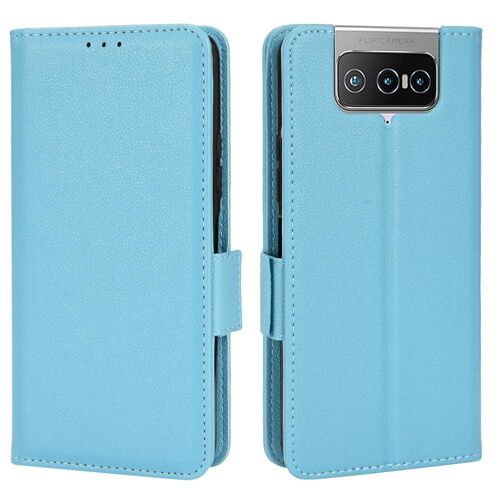 Étui Pour Asus Rog Phone 8 Flip Magnétique Titulaire De Fentes Pour Cartes Cuir Pu Portefeuille Boucle Latérale - Bleu Clair