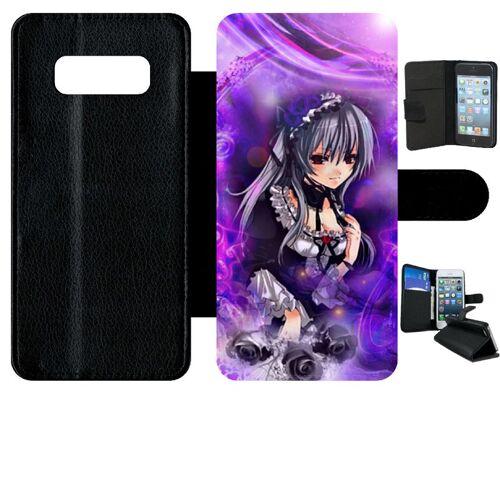 Etui A Rabat - Manga Fille Violet - Compatible Avec Samsung Galaxy Note 8.0 - Simili-Cuir - Bord Noir