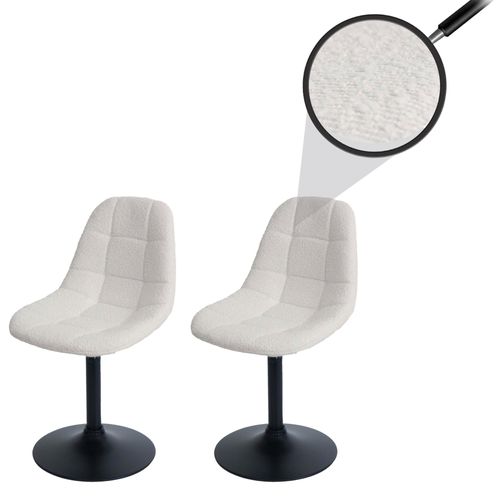 Lot De 2 Chaises De Salle À Manger Hwc-A60, Chaise De Cuisine Chaise Pivotante, Acier Mvg Tissu/Textile Bouclé (450g/M²)   Crème