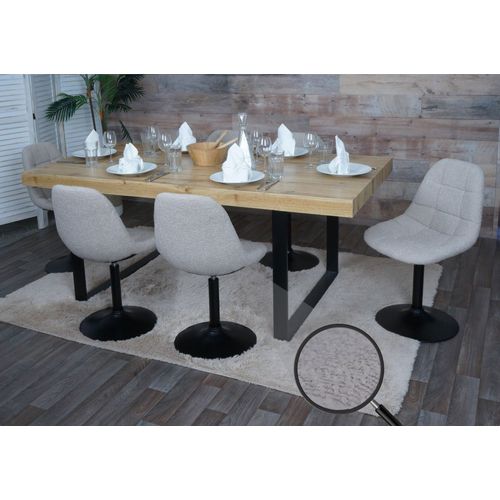 Lot De 6 Chaises De Salle À Manger Hwc-A60, Chaise De Cuisine Chaise Pivotante, Acier Mvg Tissu/Textile Bouclé (450g/M²)   Taupe