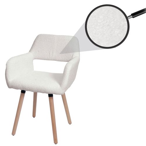 Chaise De Salle À Manger Hwc-A50 Ii, Chaise De Cuisine Chaise Rembourrée, Bois Tissu/Textile Bouclé (450g/M²) Mvg   Crème