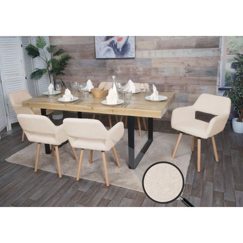 Lot De 6 Chaises De Salle À Manger Hwc-A50 Ii, Chaise De Cuisine Chaise Rembourrée, Bois Tissu/Textile Bouclé (450g/M²) Mvg   Beige