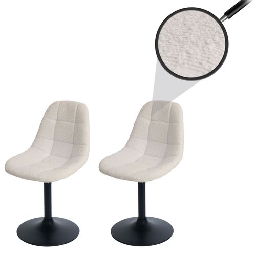 Lot De 2 Chaises De Salle À Manger Hwc-A60, Chaise De Cuisine Chaise Pivotante, Acier Mvg Tissu/Textile Bouclé (450g/M²)   Beige