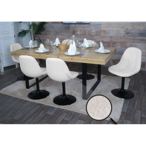 Lot De 6 Chaises De Salle À Manger Hwc-A60, Chaise De Cuisine Chaise Pivotante, Acier Mvg Tissu/Textile Bouclé (450g/M²)   Beige