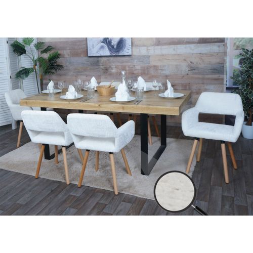 Lot De 6 Chaises De Salle À Manger Hwc-A50 Ii, Chaise De Cuisine Rembourrée, Bois Tissu/Textile Chenille (465g/M²) Mvg   Crème
