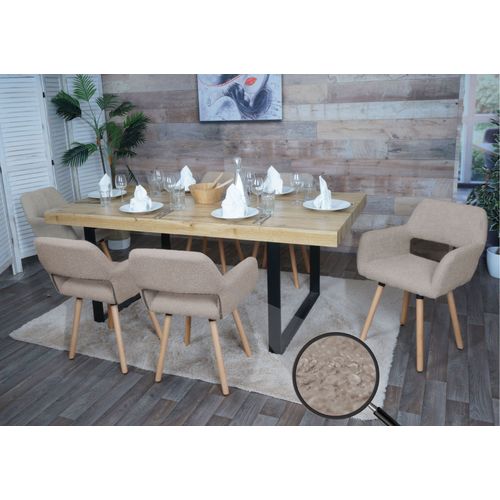 Lot De 6 Chaises De Salle À Manger Hwc-A50 Ii, Chaise De Cuisine Chaise Rembourrée, Bois Tissu/Textile Bouclé (450g/M²) Mvg   Taupe
