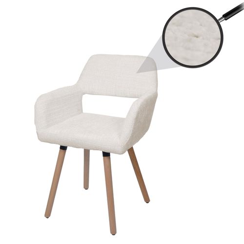 Chaise De Salle À Manger Hwc-A50 Ii, Chaise De Cuisine Chaise Rembourrée, Bois Tissu/Textile Chenille (465g/M²) Mvg   Crème
