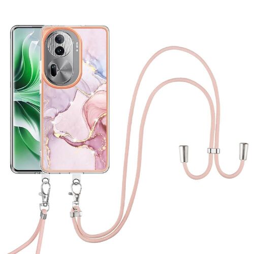 Étui Pour Oppo Reno 11 Pro 5g Pare-Chocs Marbre Lanière À Corps Croisé Anti-Scratch Doux - Couleur Rose