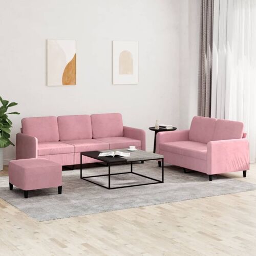 vidaXL Ensemble de canapés 3 pcs rose velours