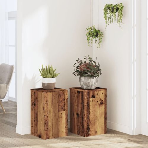 Vidaxl Supports Pour Plantes 2 Pcs Vieux Bois Bois D'ingénierie