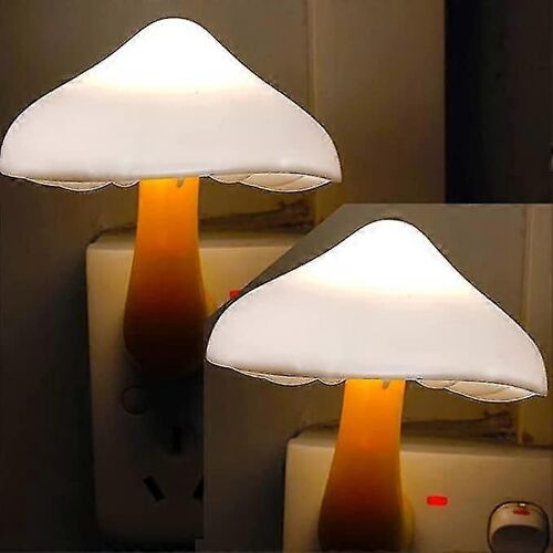 2-Pack Light Control Champignon Décoratif Veilleuse Plug-In Capteur De Lumière Lampe De Chevet Led Light Cadeau D'anniversaire (Jaune)