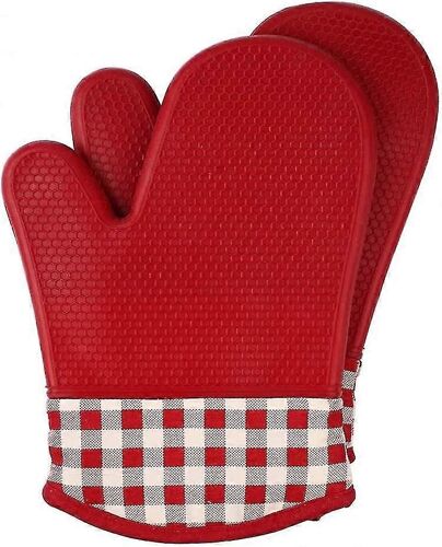 Gants de four résistants à la chaleur avec doublure en coton et porte-pots en silicone