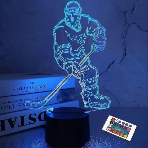 3d Night Lights Ice Hockey Athlete 3d Illusion Lampe De Chevet 16 Couleurs Changeant Avec Télécommande Meilleurs Cadeaux D'anniversaire Pour Hommes Femmes