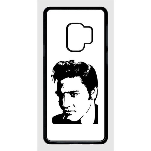 Coque Pour Smartphone - Portrait Elvis Presley - Compatible Avec Samsung Galaxy S9 - Plastique - Bord Noir