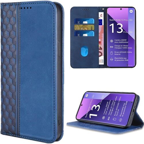 Coque Pour Xiaomi Redmi Note 13 Pro+ 5g / Note 13 Pro Plus 5g, Bleu Marine, Effet Cuir À Motif Mosaïque Avec Béquille - Booling