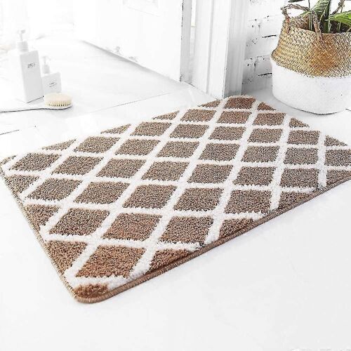 Tapis de salle de bain en microfibre extra doux antidérapant et absorbant l'eau Lavable en peluche épaisse pour douche (champagne, 45x65cm)
