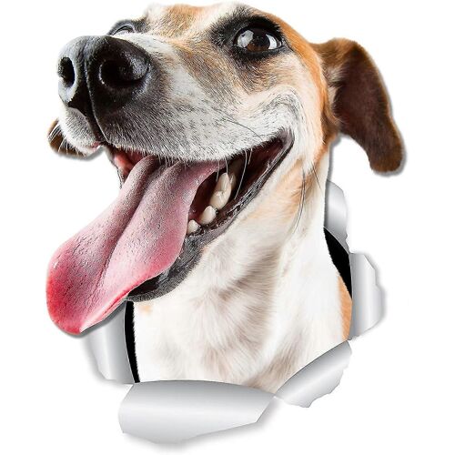 Happy Jack Russell Dog Wall Decals - 2 Pack - Jack Russell Dog Toilet Sticker 3d Dog Car Window And Bumper Sticker