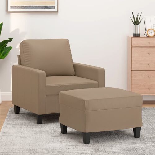 Vidaxl Fauteuil Avec Repose-Pied Cappuccino 60 Cm Similicuir