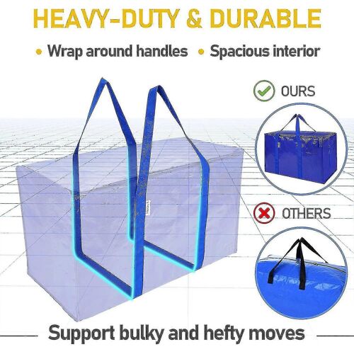 Sacs de déménagement extra-larges avec fermetures à glissière et poignées de transport, sac de rangement robuste pour un rangement de déménagement peu encombrant Bdliv