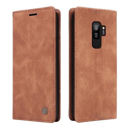 Flip Étui Pour Samsung Galaxy S9 Plus Simple Entreprise Étui En Cuir Portefeuille Couverture Rabotant Antichoc - Orange