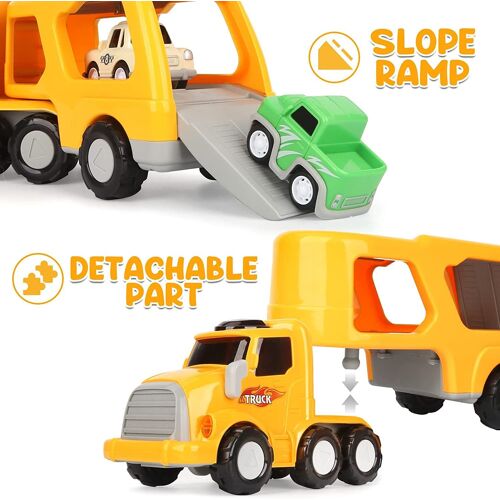 Kyusrd Jouets Économies pour Enfants! Camion à Double Rangement Musique Lumières Voiture d'Ingénierie Voiture Garçon Fille Jouet Cadeau Voiture Vacances Garçons Filles Jouets Éducatifs pour Enfants