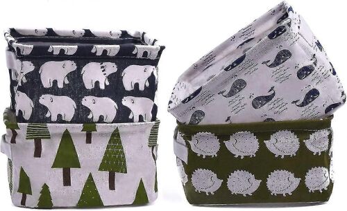 Petits Bacs De Rangement En Toile, 4pcs Mini Boîte De Panier De Rangement En Tissu Pliable Mignon, Panier D'organisateur De Jouets Pour Bébé, Enfants