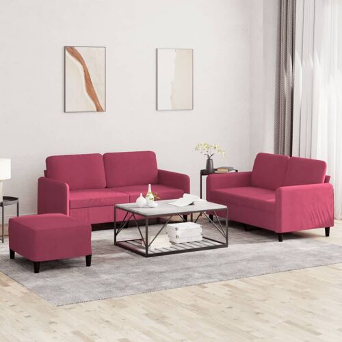 Vidaxl Ensemble De Canapés 3 Pcs Rouge Bordeaux Velours