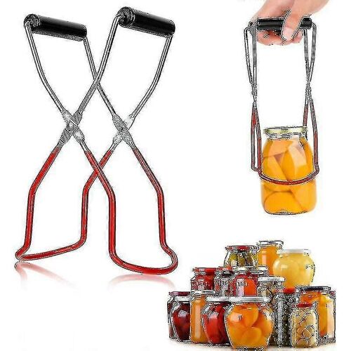 Jar Tongs, Anti-Clip, Jar Tongs, Moins De Pots De Conserve En Acier Pinces De Levage Avec Poignée Compatible Avec Des Bocaux Chauds Et Des Pots Mason (Rouge)