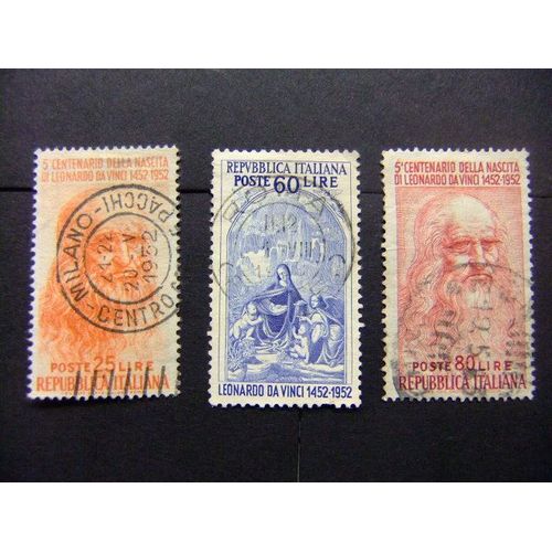 L 122 Italia Italie Republica 1952 / V Centenario Del Nacimiento De Leonardo Da Vinci / Yvert 624 / 626 Fu