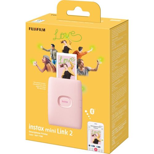Fujifilm instax mini Link 2 - Imprimante - couleur - LED - 86 x 54 mm - Bluetooth 4.2 LE - rose doux