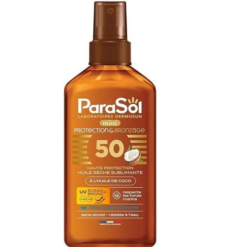 Parasol Spray Mini Huile Sèche 50 Fps Protection & Bronzage 125 Ml 