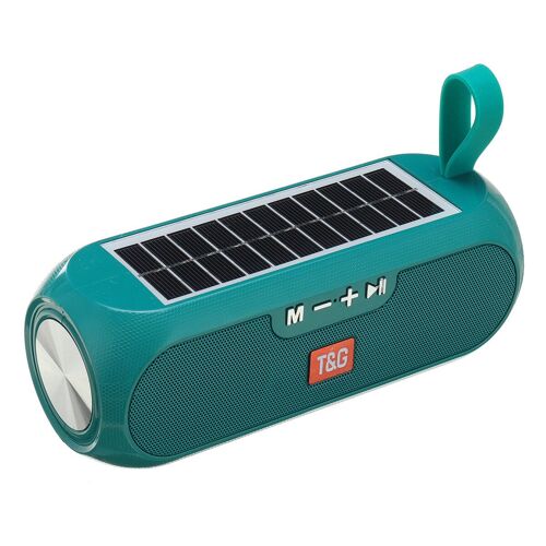 Haut-parleur sans fil Bluetooth 5.0 Charge solaire Haut-parleur extérieur portable Carte TF AUX, Vert