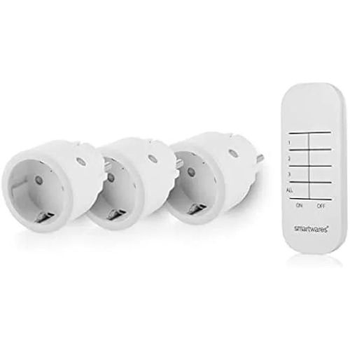 Smartwares Kit d'automatisation domestique Plug & Connect - 3 prises intérieures et télécommande à 3 canaux - Pour appareils et