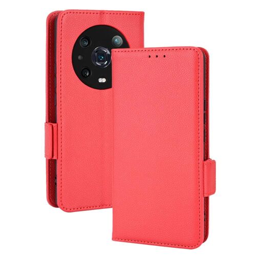 Étui Pour Honor Magic 4 Pro 5g Magnétique Boucle Latérale Titulaire De Fentes Pour Cartes Cuir Pu Portefeuille - Rouge