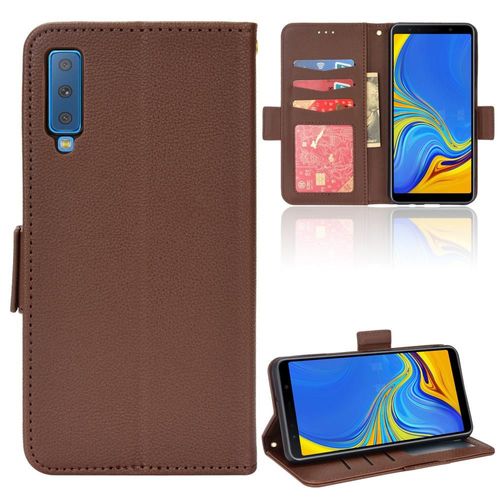 Étui Pour Samsung Galaxy A7 2018 Boucle Latérale Magnétique Portefeuille Titulaire De Fentes Pour Cartes Cuir Pu - Le Brun